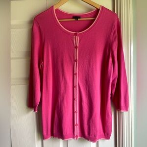 TALBOTS Charming Cardigan-Bi Color Tipped (Light pink trimmed, pink cardigan)